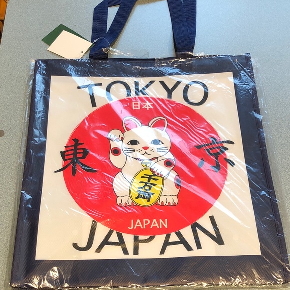 Handbags - Tokyo Japan Tote Bag with Lucky Cat Design